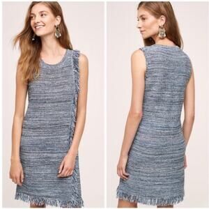 NWT Anthropologie Holding Horses Size XS Blue Motif Sleeveless Fringe Dress